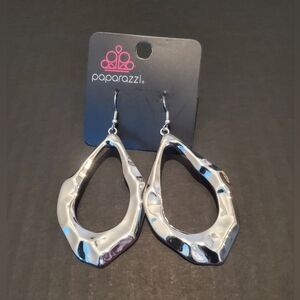 Paparazzi Shimmering Silvertone Teardrop Earrings